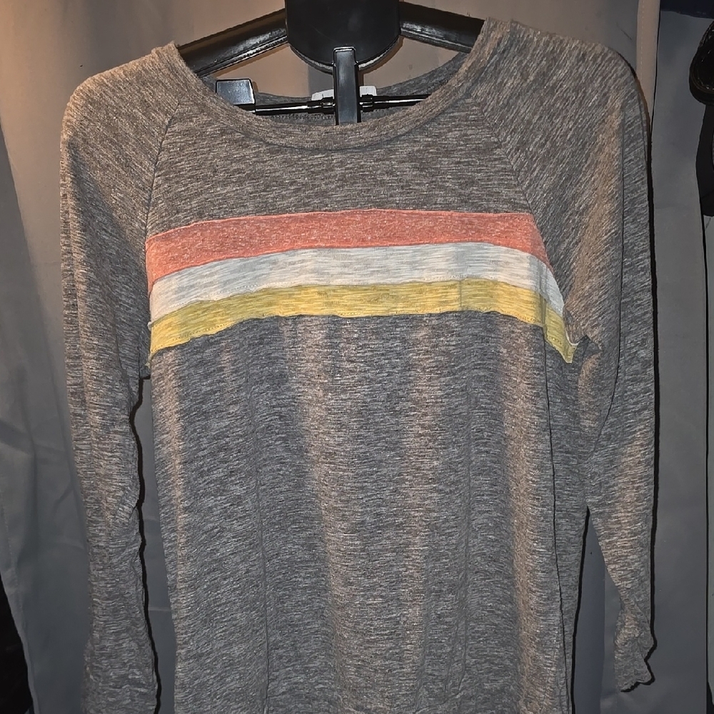 Gray and Pink Long Sleeve Sweatshirt